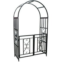 1.Go Garden 6'7" Black Steel Garden Arch with Gate, Supports Climbing Plants