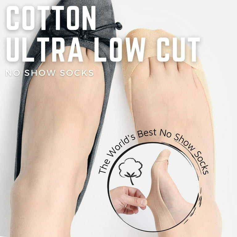 Womens TRULY No Show Socks for Flats Heels Non Slip Cotton Ultra