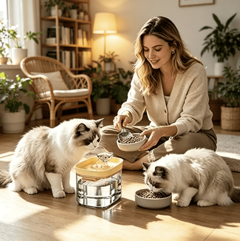 Cat Water Fountain-Clear Cat Drinker, 1.8 Liter Multi-Layer Filtration Dog Fountains Waters Bowl,Cat Water Fountain for Pet Parents Animal Lovers Home Office, Silent Flow Hydration Dispenser