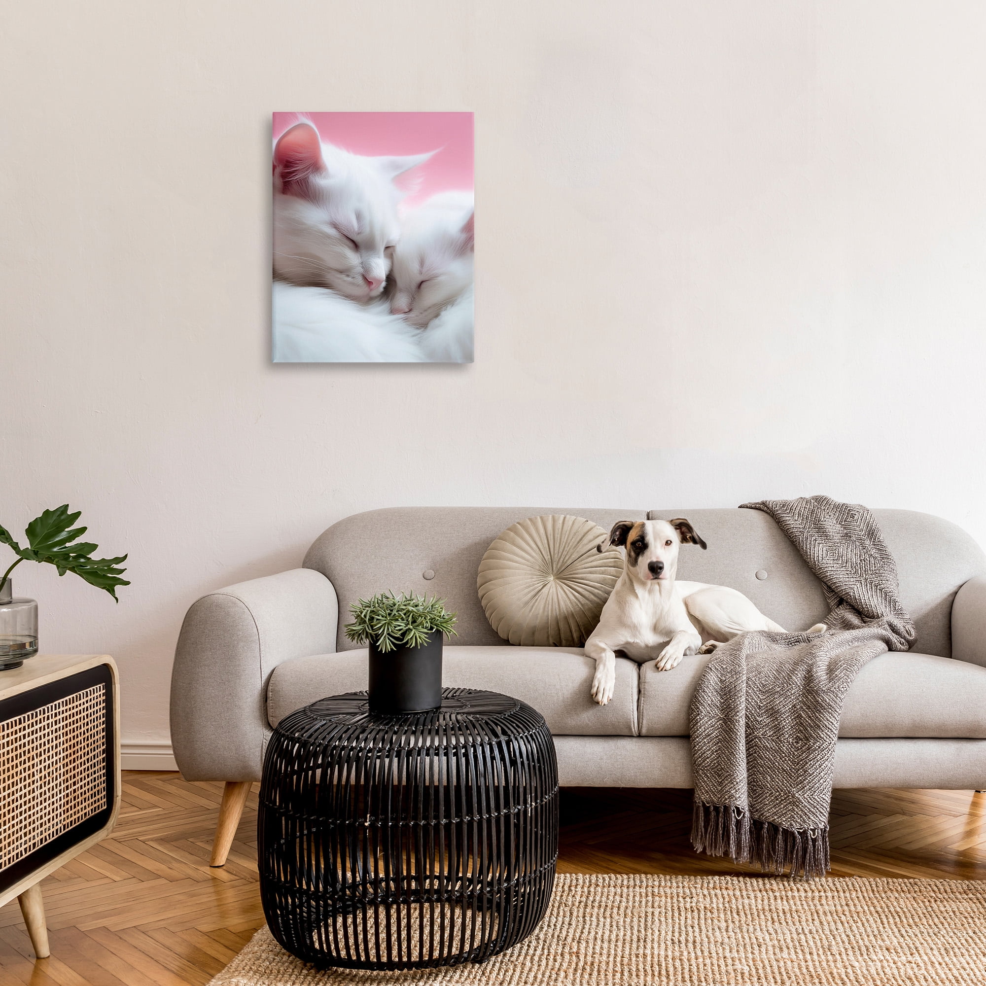 Stupell Industries Sleeping Cats on Pink Animals & Insects Painting Gallery Wrapped Canvas Art Print Wall Art, 24 x 30