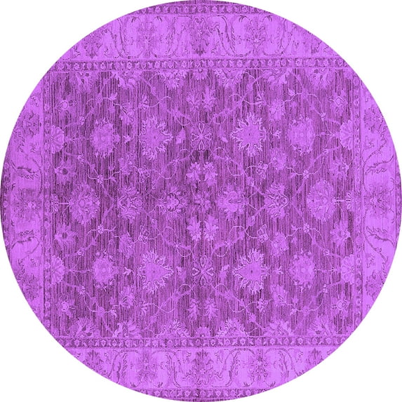 Ahgly Company Indoor Round Oriental Purple Traditional Area Rugs, 5' Round