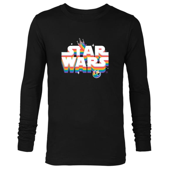 Star Wars Pride Rainbow Logo Rebel Symbol and X-Wing Fighter - Long Sleeve T-Shirt for Men - Customized-Black