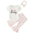 thumbnail image 1 of MIASHUI Easter Baby Girls Clothes Outfits Ruffle Short Sleeve Romper Flare Pants Headband Set,White,3-6 Months, 1 of 7