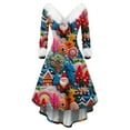 thumbnail image 2 of Christmas Dresses for Women Women's Fashionable V-neck Casual And Form-fitting Christmas Printed Long-sleeved Dress for Holiday Party,Hot Pink,L, 2 of 5