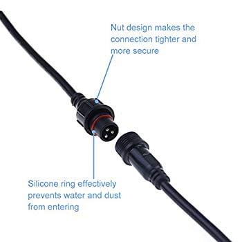 5 Pair IP65 Waterproof 3Pin Wire LED Cable Connectors 3 X 0.75mm² 18AWG Black
