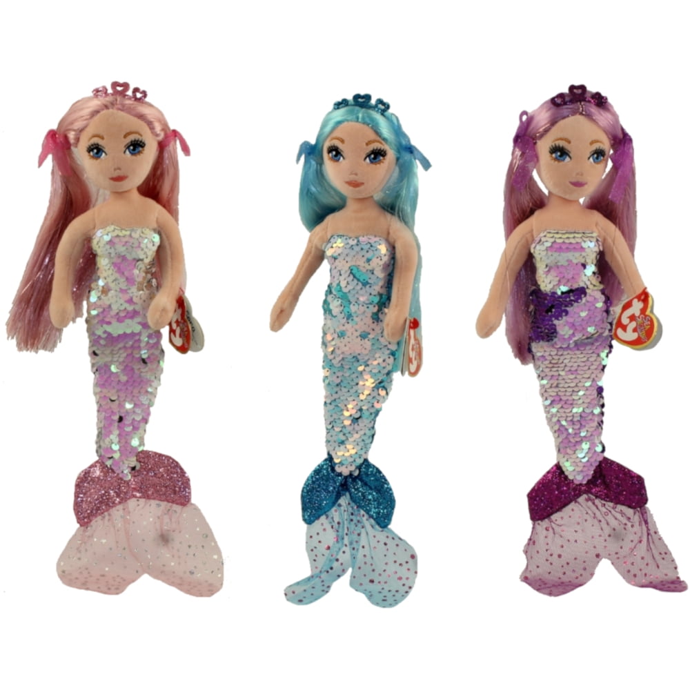 TY Sea Sequins Plush Mermaids SPRING 2019 SET OF 3 (Cora, Lorelai & Indigo)(Regular 10 in