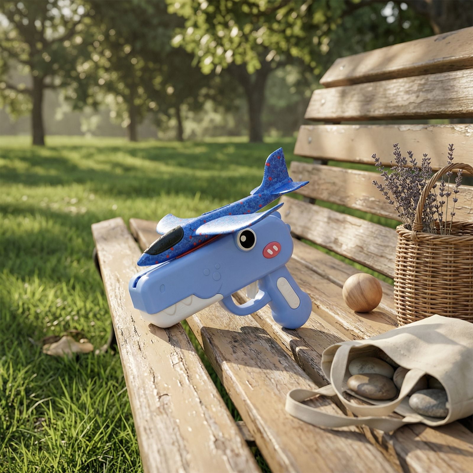 Dinosaur Airplane Launcher Toy,2026 New 2 in 1 Airplane Launcher Toys, Dinosaur Air Launcher with Foam Glider,for Backyard Park Beach Play,Blue