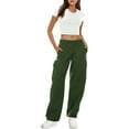 thumbnail image 2 of Arvbitana Women's Loose Sweatpants Solid Color Elastic High Waist Cargo Pants Casual Workout Trousers with Pockets Streetwear, 2 of 5