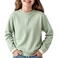thumbnail image 2 of DJDLJWCJ Teen Girls Fleece Sweatshirt Solid Color Crewneck Pullover Long Sleeve Soft Cozy Tops for Everyday Wear Green Size 7-8Years, 2 of 9