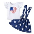 thumbnail image 2 of ATOGUTA Girls 4th of July Dresses Ruffle Sleeve T-Shirt Suspenders Dress Set 4th of July Clothes White, Size 18M-6, 2 of 6