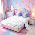 thumbnail image 3 of meiyoeat Colorful Kawaii Unicorn 7-Piece Twin Bedding For Girls,Dreamy Rainbow Gradient Stripes Bedding Comforter Set For Kids,Colorful Stars Reversible, 3 of 7