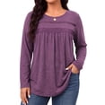 thumbnail image 3 of WellSize Plus Size Women Blouses Lace Long Sleeve Boho Tops Crew Neck Fall Shirts Trendy Tunic Blouses, 3 of 9