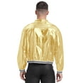 thumbnail image 4 of DPOIS Men's Shiny Metallic Bomber Jacket 70s Disco Shirt Clubwear Gold XL, 4 of 7
