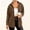 *Brown, variant on ClodeEU Women's Fall Corduroy Jacket with Lapel ,Casual Loose Button Up Jacket with Pockets Wine,Womens Plus M