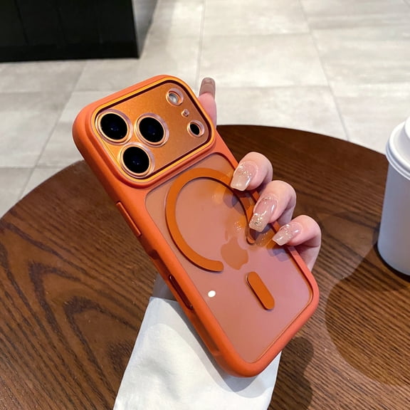 Dteck Magnetic Case for iPhone 17 Pro Max ,Shockproof TPU PC Case Compatible with Mag Safe Clear Back Cover for iPhone 17 Pro Max,Orange