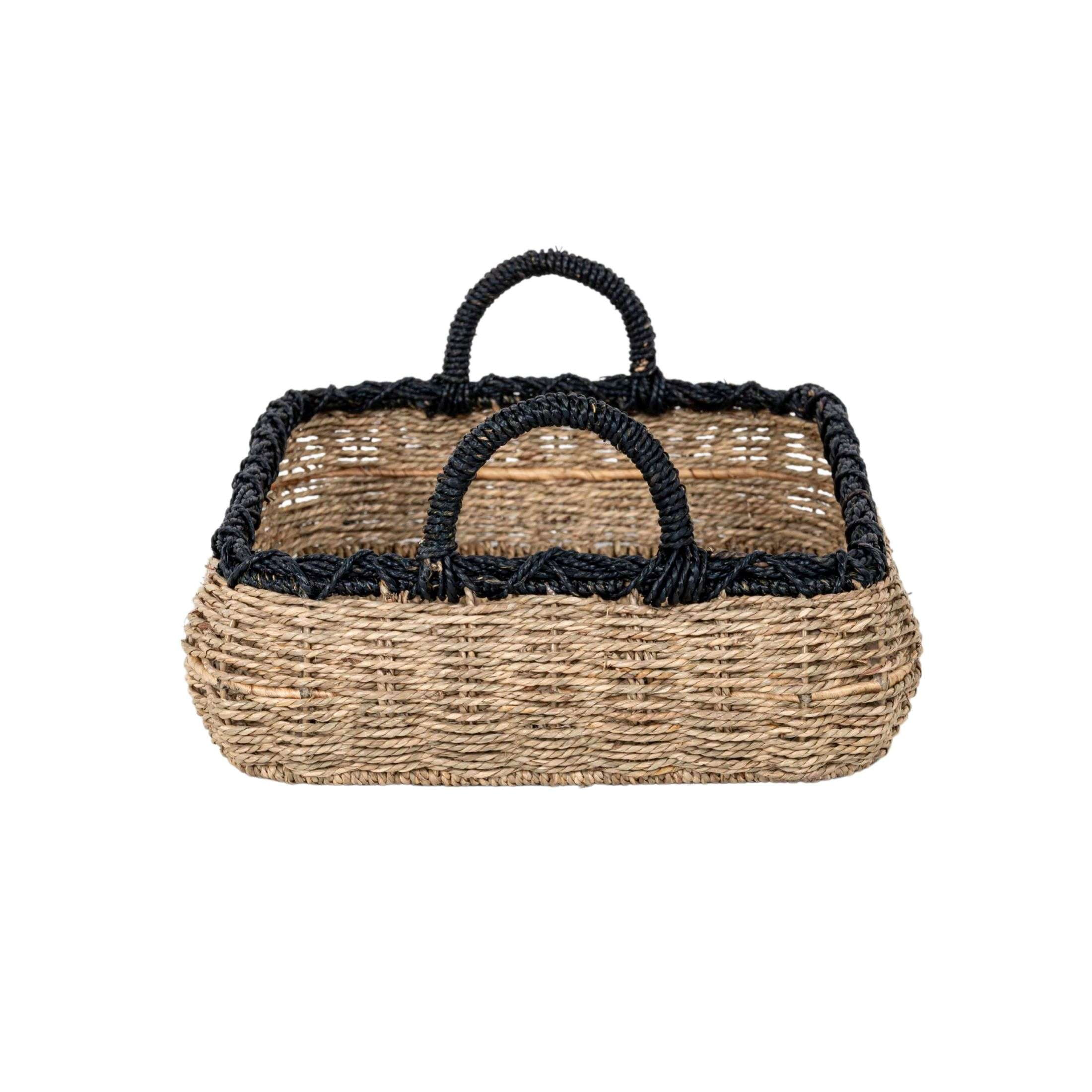 (2 pack) Better Homes & Gardens Seagrass Tray Storage Basket with Handles
