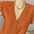 thumbnail image 5 of APEXFWDT Women's Flutter Sleeve Linen Tank - V-Neck Sleeveless Summer Blouse for Garden Party Outings,S,Orange, 5 of 9