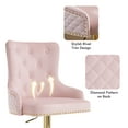 thumbnail image 4 of Velvet Gold Bar Stools Set of 2 Modern Counter Height Bar Stools with Lion Pull Ring Tufted Back, Nailhead Upholstered Barstools for Home Kitchen Island, Swivel Adjustable Stool Chair in Pink, 4 of 9