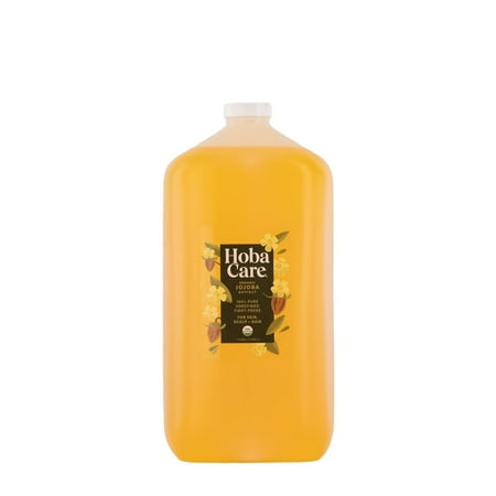HobaCare Organic Jojoba Oil 1 Gallon, 128oz, 100% Pure | Natural Cold Pressed Unrefined Multi-Purpose Oil for Hair, Face and Body