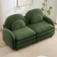 thumbnail image 3 of Teddy Fabric Soft Cloud-like Loveseat Sofa with Curved Backrest and Armrest, Curved Lumbar Pillows, Modular 2-Seater Couch with Supportive Double-Layer Cushion, Green, 3 of 10
