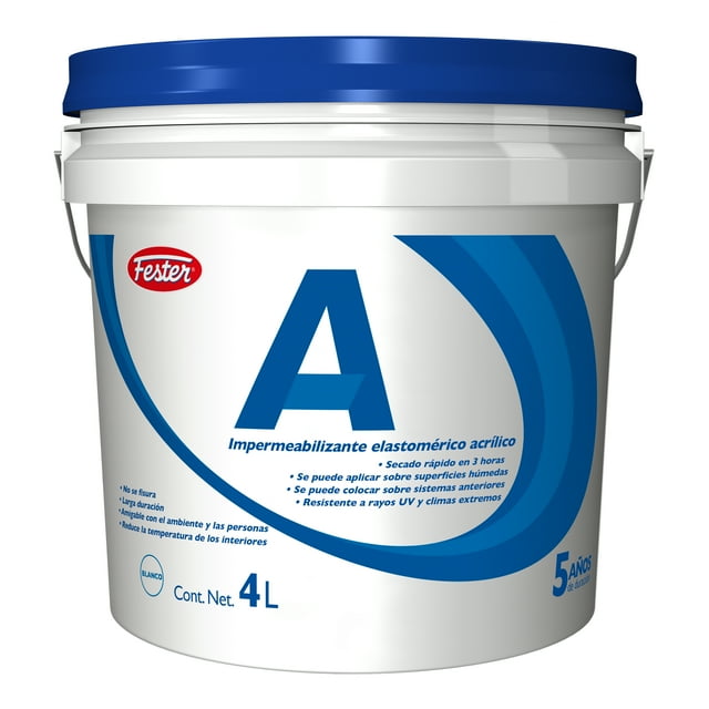 Impermeabilizante Elastomerico Acrilico Fester A5 5 Años 4 L Blanco