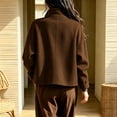 thumbnail image 5 of uublik Trench Coat Women Brown Button Down Collared Short Jacket Trendy Clothes, 5 of 6