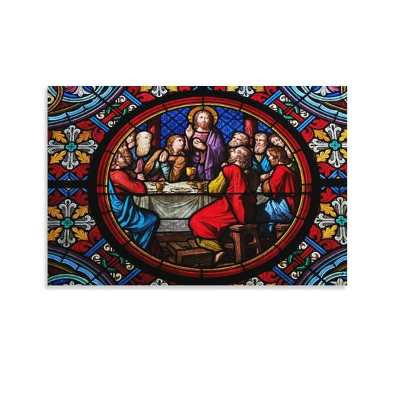 Basel Cathedral Minster Stained Glass Window Canvas Art Poster And Wall Art Picture Print Modern Family Bedroom Decor Posters,Unframe-style,20x30inch(50x75cm)