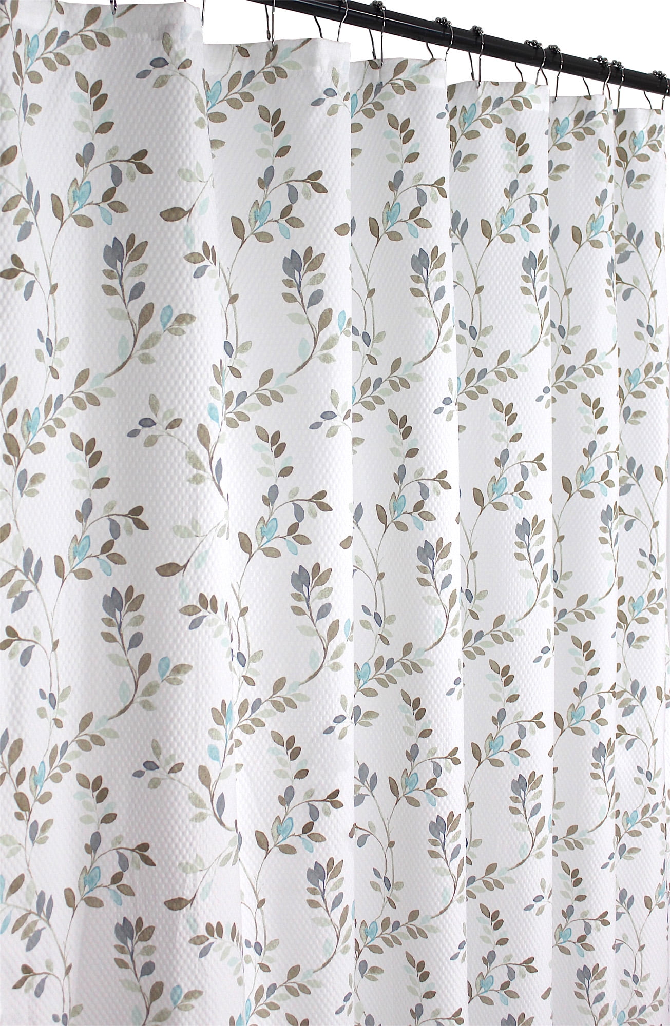 White Fabric Shower Curtain for Bathroom Tan Green Aqua Blue Nature