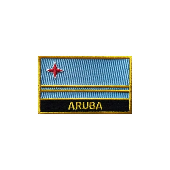 Ruoming 1 PCS National flag Patches Iron On or Sew On Embroidered Tactical Military Aruba Patch