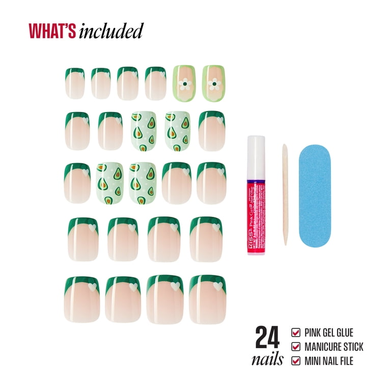 Broadway by Kiss Press On Nails, 'Dazzling Muse', Green, Short
