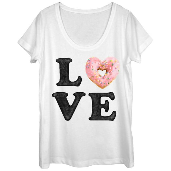 Women's CHIN UP Donut Love  Scoop Neck White Small