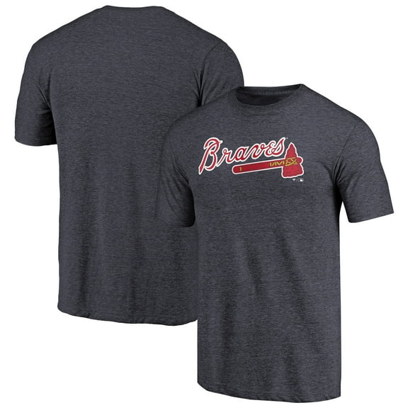 Men's Navy Atlanta Braves Team Wordmark Tri-Blend T-Shirt