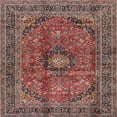 thumbnail image 1 of Ahgly Tapis d'Intérieur Carré Traditionnel Safran Rouge Médaillon, 6 Pieds Carré, 1 of 6