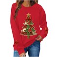 thumbnail image 6 of UAMVSH Christmas Sweatshirts for Women Trendy Crewneck Printed Graphic Shirts Casual Long Sleeve Cute Pullover Tops for Festival Party, 6 of 7