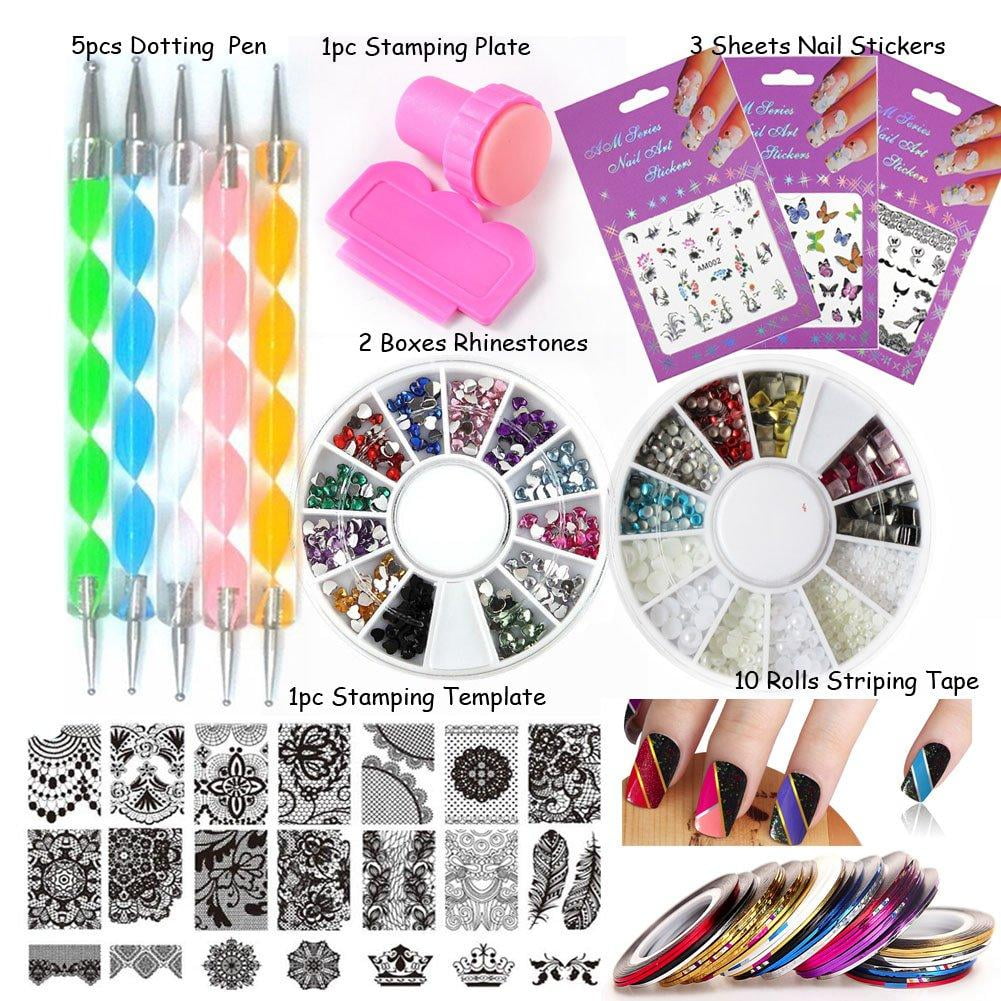 LoveOurHome Nail Art Tools Equipment Nail Stamping Templates Plate Rhinestones Decorations