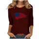 thumbnail image 1 of Blusas para Mujeres Casual 3/4 Manga Cuello Redondo Impreso Suelto, Mujer 3/4 Manga Tops Y Blusas para Diario, 1 of 4