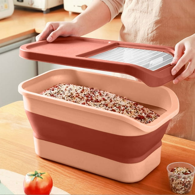 Dog Food Storage Bin | Airtight Hinged Lid Large 12-15 Kg Capacity Foldable Food Container with Wheels | Durable Pet Food Container for Dog Food Rice Cereal Storage