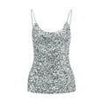 thumbnail image 2 of Silver Tank Top for Women, Polyester Womens Undershirt Tank Tops, Sleeveless Tank Top, Asymmetrical Tops for Women, Sequin Tight Tank Tops for Women, Weekend Heart Sequin Undershirts for Women, 2 of 4