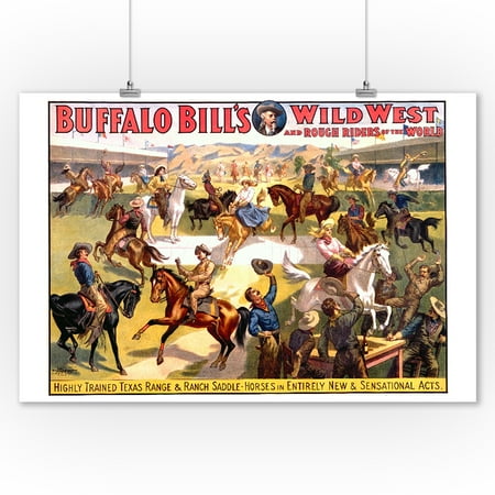 Vintage Saddle - Buffalo Bill's Wild West - Range & Ranch Saddle - Horses Vintage Poster USA (9x12 Art Print, Wall Decor Travel Poster)