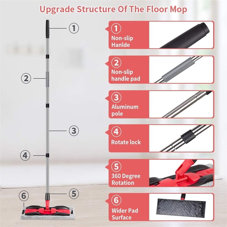 Sugarday Floor Mops with 4 Washable Pads for Home Cleaning photo 5