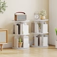 thumbnail image 4 of Costway 1 PCS 2-Tier Rotating Bookshelf 360° Display Rack with Dividers & Anti-falling Baffles White, 4 of 10