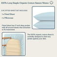 thumbnail image 6 of Delara Twin 2-Piece GOTS Organic Cotton Fitted Sheet Set, 400TC Long-Staple, Moisture-Wicking, Smooth & Breathable, Deep Pocket, Light Blue, 6 of 7
