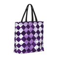 thumbnail image 3 of Large-Capacity Zipper Single-Shoulder Convenience Bag 15.7×19.6 Inches, Wear-Resistant And Water-Repellent, Can Be Carried By Hand Or On One Shoulder Violet Retro Houndstooth_4, 3 of 8