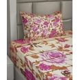 thumbnail image 2 of Ambesonne Vintage Fitted & Top Sheet Set with Sham, Roses on Wood Backdrop, Pink Orange, 2 of 4