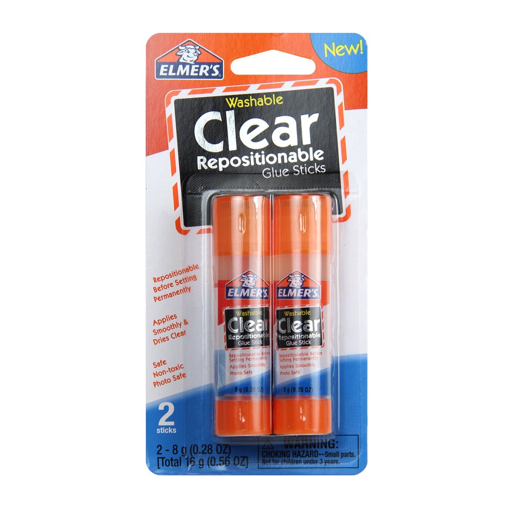 Elmer's Repositionable Clear Glue Sticks 2Sticks/Pkg.