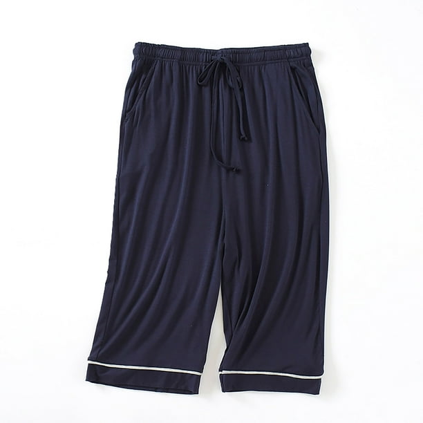 Pantalones cortos de color liso para hombre, pantalones cortos finos para dormir, ropa de casa para hombre, pantalones cortos para dormir, pijamas para hombre