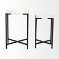 thumbnail image 2 of Set of 2 White Marble Square Top Accent Tables with Black Iron Frame, 2 of 3