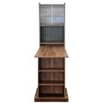 thumbnail image 4 of GZXS Folding Computer Desk with Storage and Glass Doors, Space-Saving Foldable Writing Table with Pegboard and Open Shelves, Study Workstation for Small Spaces, Walnut Finish, 4 of 7