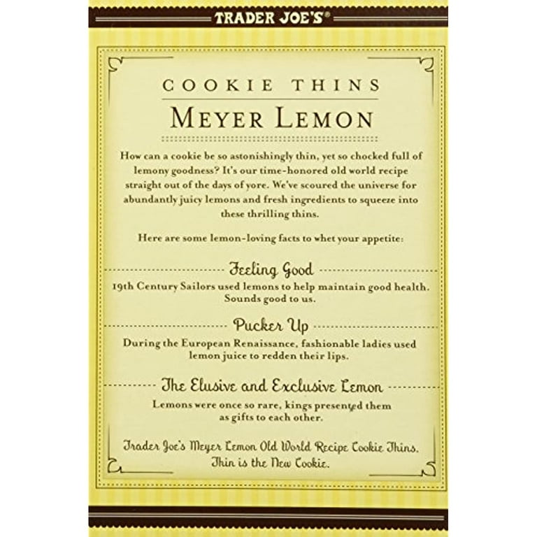 TJ Meyer Lemon Cookie Thins 9Oz(255G) - Walmart.com