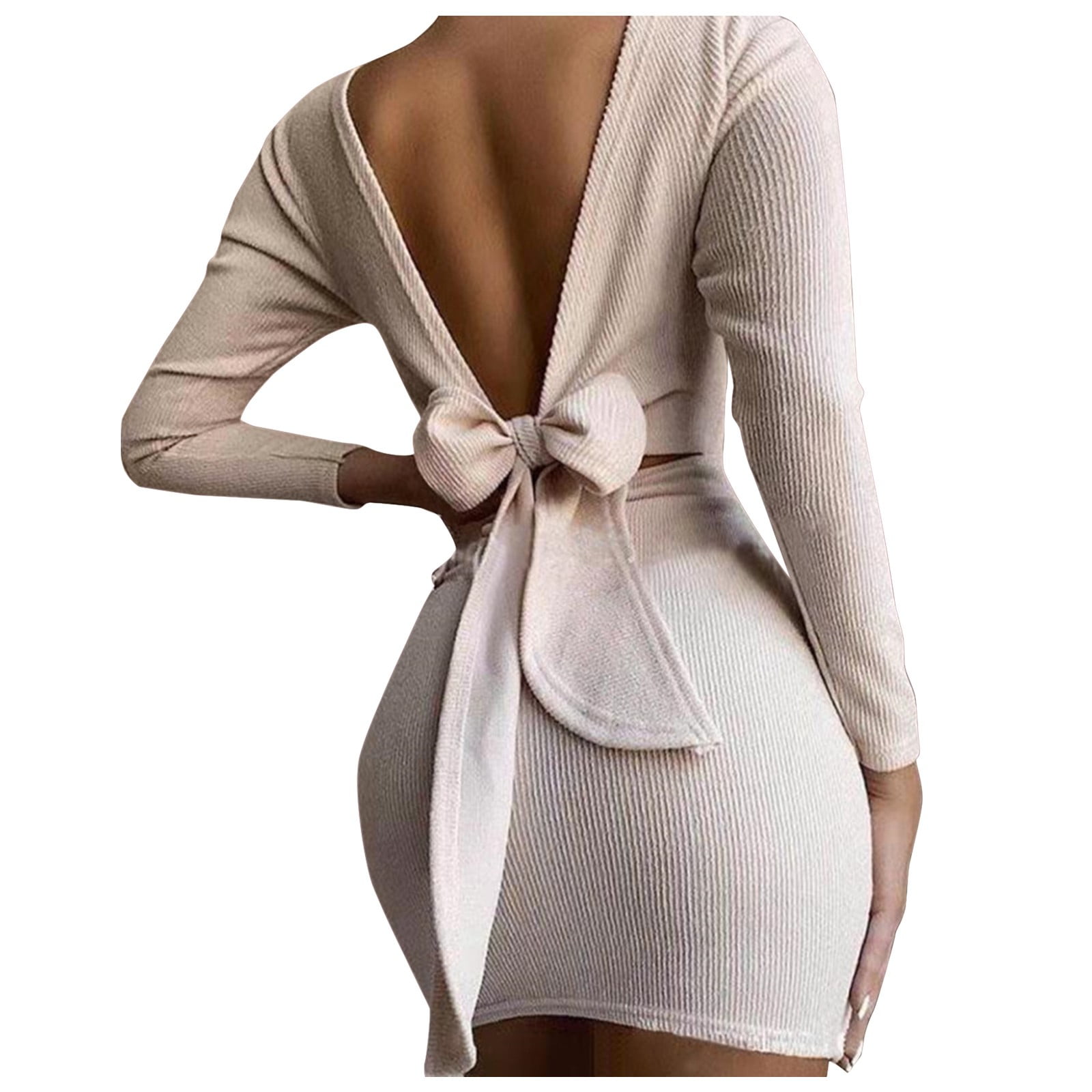 Alueeu Women Fashion Open Back Knotted 